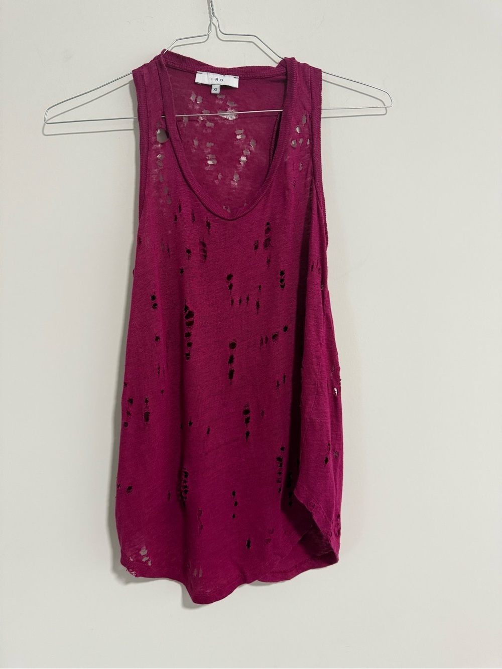 IRO Distressed Fuchsia Tank Top. Size XS. Great Condition.